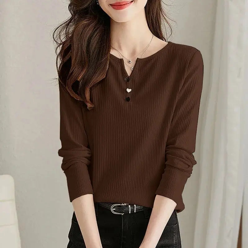Fashion V-Neck Spliced Button All-match Blouse Female Clothing 2023 Autumn Winter New Oversized Casual Pullovers Commuter Shirt Slouchy Comfort Pullover Fashion V-Neck Spliced Button All-match Blouse Female Clothing 2023 Autumn Winter New Oversized Casual Pullovers Commuter Shirt Slouchy Comfort Pullover