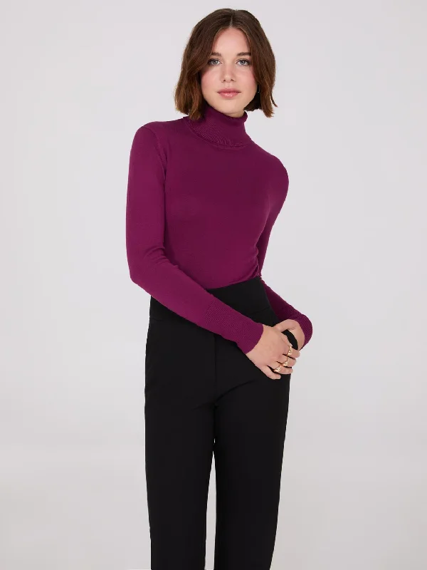 Knit Jersey Turtleneck Sweater Transparent Opaque Sheer