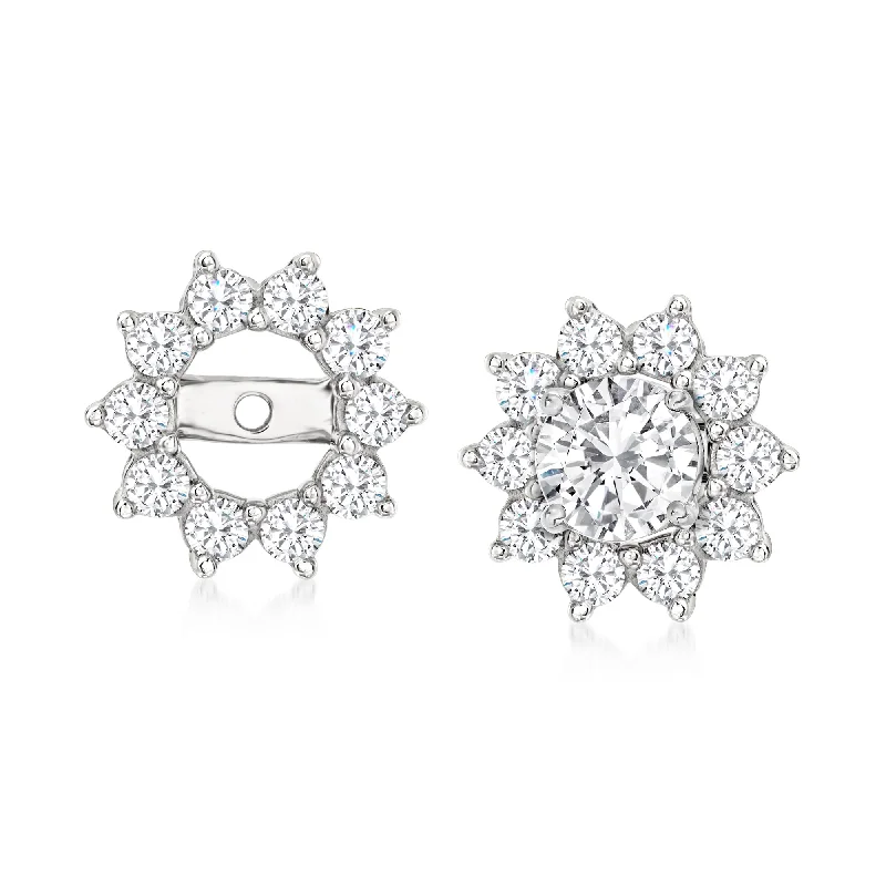 Ross-Simons Diamond Earring Jackets in 14kt White Gold Faux Fur Fabric Real Fur Fabric Shearling Fabric