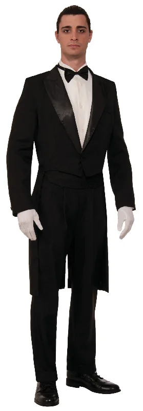 Mens Tuxedo Tailcoat + Trousers Adult Costume Male Halloween Trousers chic elegant