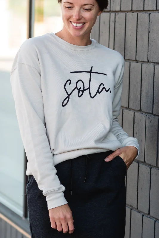 Cream Sota Crewneck Sweatshirt - FINAL SALE Hoodie with Mock Neck Collared Structured