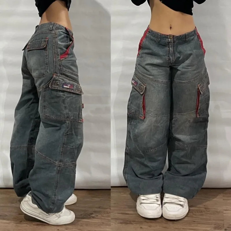 Advbridge Streetwear Fashion New Multi-pocket Washed Baggy Jeans Men And Women Y2K Hip-hop Harajuku Casual Gothic High Waist Wide Trouser Trousers New Arrival