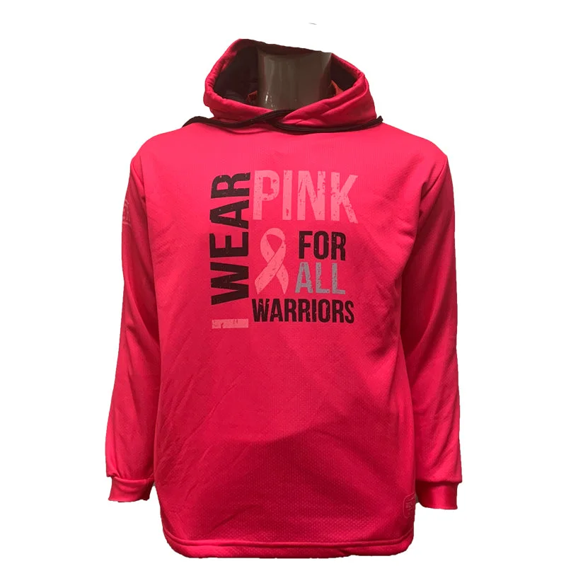 Evo9x PINK WARRIOR Full Sublimated Breast Cancer Awareness Hoodie Hoodie with Distressed Vintage Worn