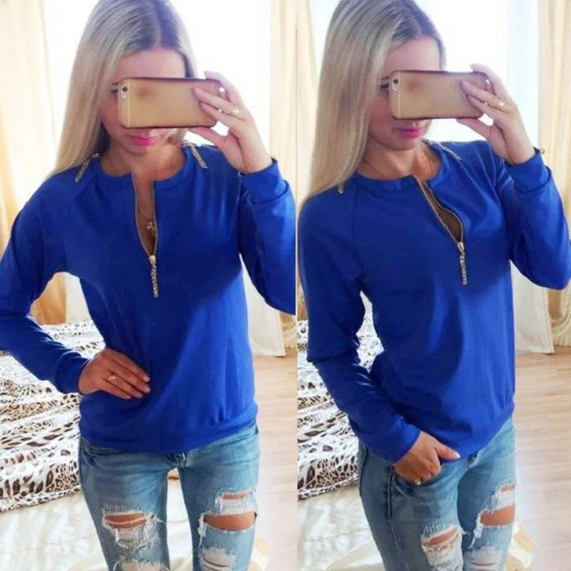 Fashion Ladies V-Neck Long Sleeve Hoodie Women Jumper Pullover Tops Fine Merino Wool