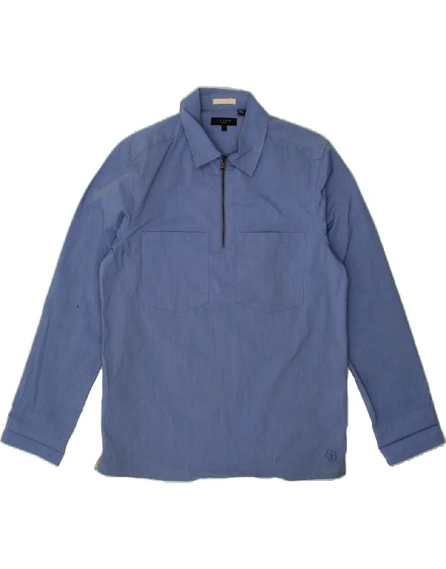 TED BAKER Womens Loose Fit Pullover Shirt Size 2 Small Blue Cotton Tapered Sleeve Pullover TED BAKER Womens Loose Fit Pullover Shirt Size 2 Small Blue Cotton Tapered Sleeve Pullover