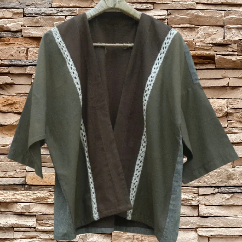 Slate Grey Crochet Jacket | Stylish | Sleek Look | Hand-Crafted | Kantha Embroidery Zippered Jacket Buttoned Jacket Snapped Jacket