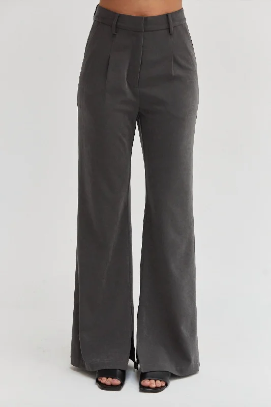 Gabrille Brushed Trousers In Charcoal Trousers Cargo Utility