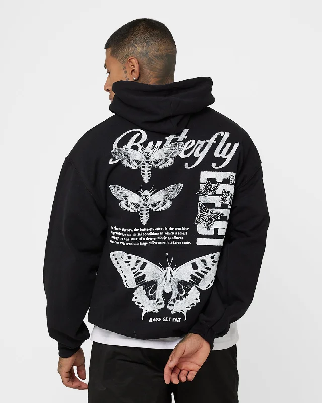 Rats Get Fat Butterfly Effect Hoodie Black Hoodie with Thumb Holes Functional Cozy