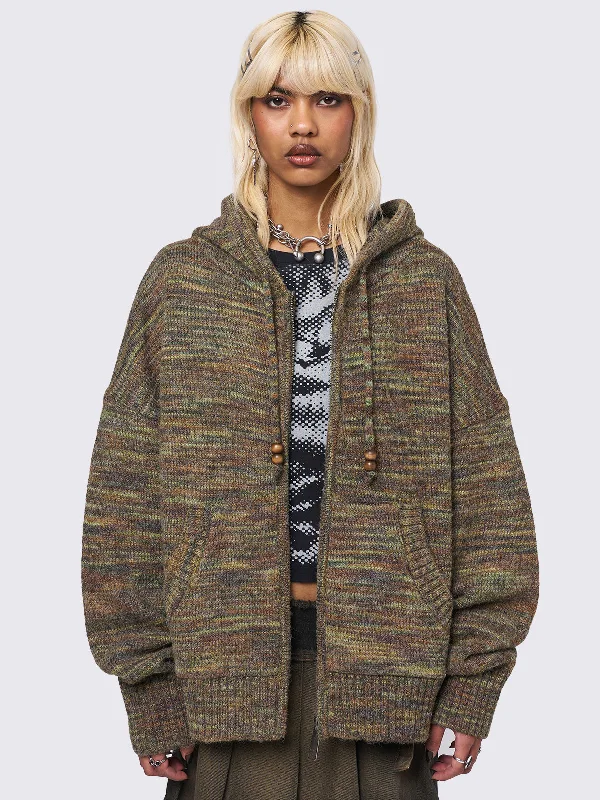 Maple Knitted Zip-Up Hoodie Hoodie with Camouflage Military Edgy