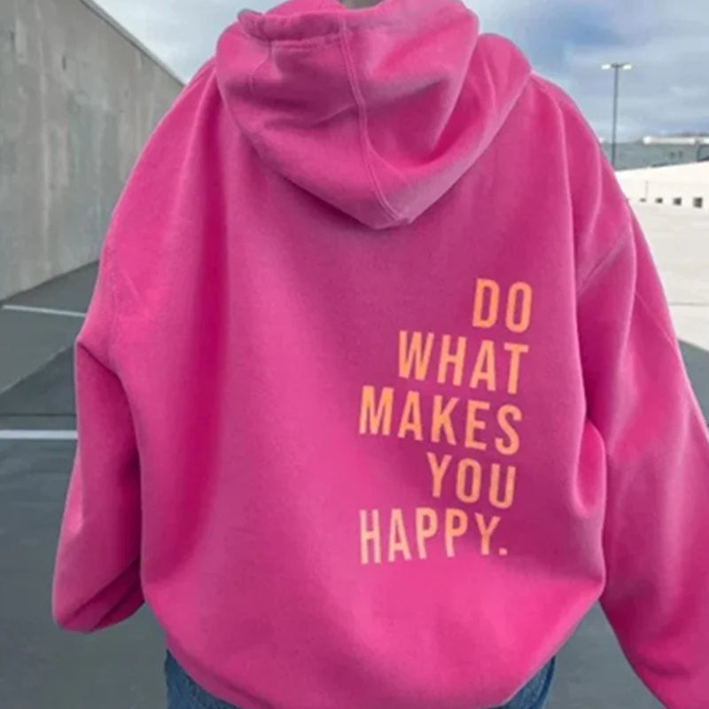 Do What Makes You Happy Letter Printing Sweatshirt Fashion Women Street Pullover Warm Soft Hoodies Loose Fleece Female Clothing High Neck Pullover Do What Makes You Happy Letter Printing Sweatshirt Fashion Women Street Pullover Warm Soft Hoodies Loose Fleece Female Clothing High Neck Pullover