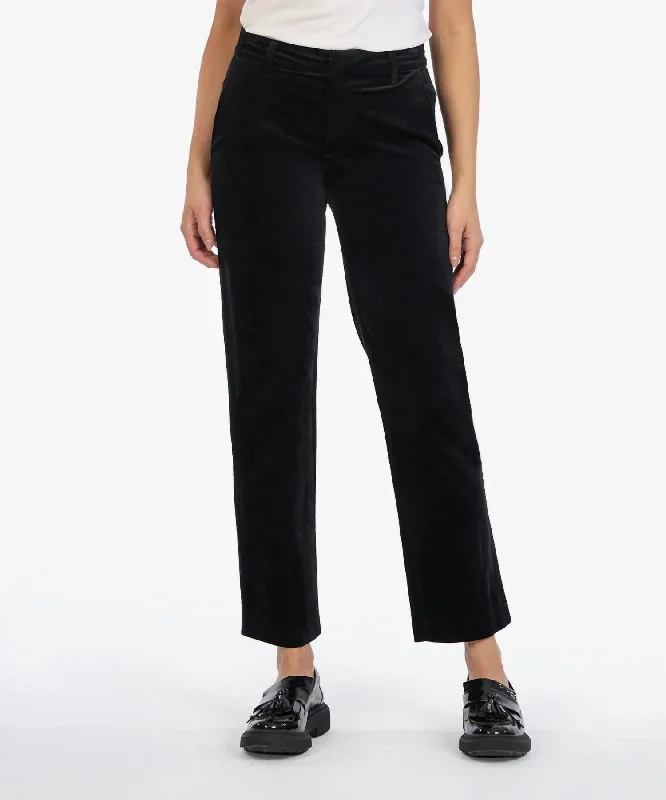 Elizabeth High Rise Velveteen Trouser In Black Trousers Polka Dot Cute