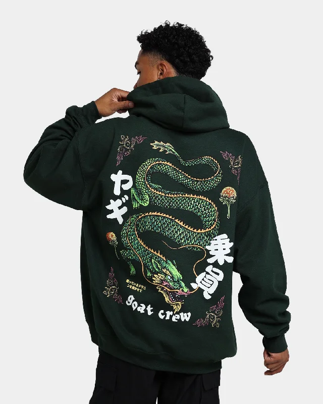 Goat Crew Sleeping Dragons Hoodie Forest Green Hoodie with Contrast Stitching Detailed Premium