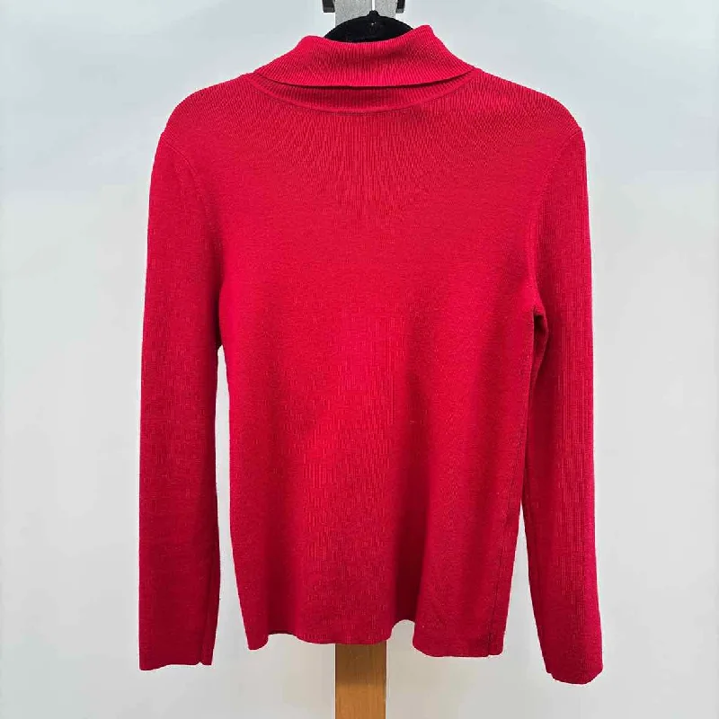 Chico's Women's Size M Red Solid Sweater Anti-Pilling Anti-Shrink Durable