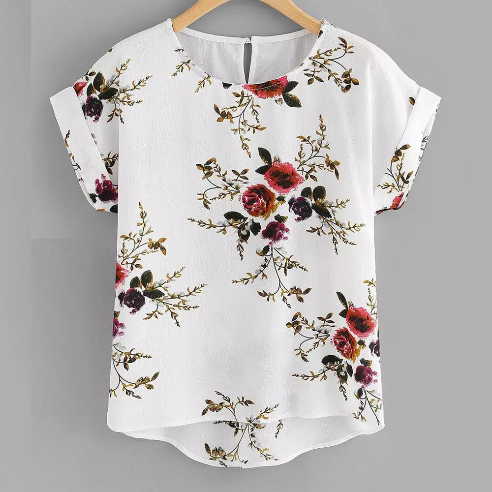 Summer Fashion Floral Print Blouse Pullover Ladies O-Neck Tee Tops Female Women's Short Sleeve Shirt Blusas Femininas Clothing Polo Neck Sweater Summer Fashion Floral Print Blouse Pullover Ladies O-Neck Tee Tops Female Women's Short Sleeve Shirt Blusas Femininas Clothing Polo Neck Sweater