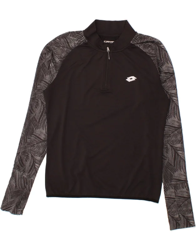 LOTTO Womens Zip Neck Pullover Tracksuit Top UK 16 Large Black Colourblock Asymmetrical Hem Sweater LOTTO Womens Zip Neck Pullover Tracksuit Top UK 16 Large Black Colourblock Asymmetrical Hem Sweater