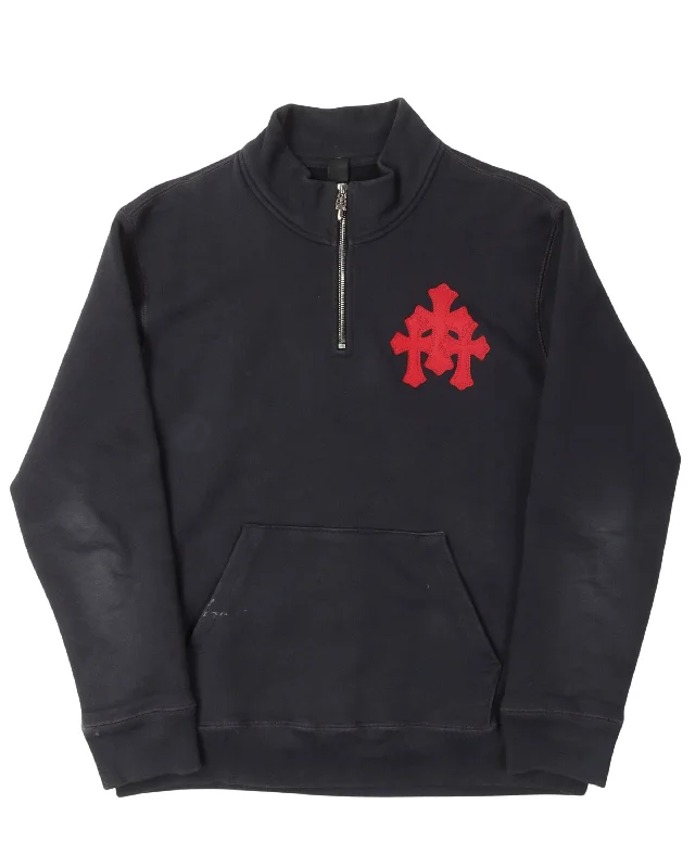 Paper Jam Cemetery Cross Patch Sweatshirt Hoodie with Pocket Utility Practical