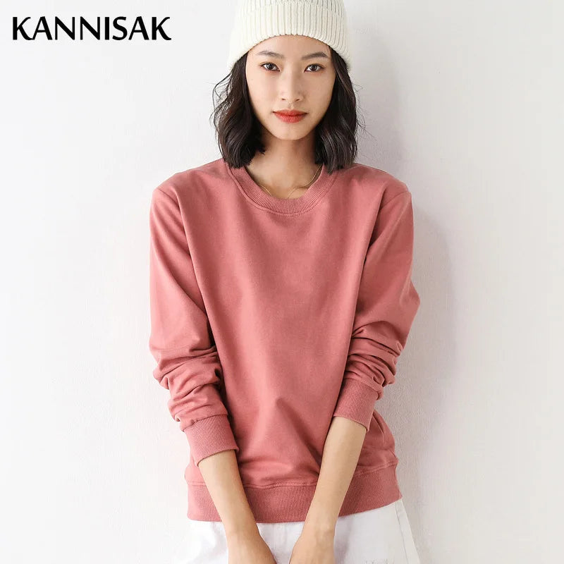 Women Sweatshirt 2024 Spring Autumn Multi-colors Fashion Korean O-neck Cotton Loose Womens Sweatshirts Vintage Solid Pullovers Turtleneck Warm Pullover Women Sweatshirt 2024 Spring Autumn Multi-colors Fashion Korean O-neck Cotton Loose Womens Sweatshirts Vintage Solid Pullovers Turtleneck Warm Pullover