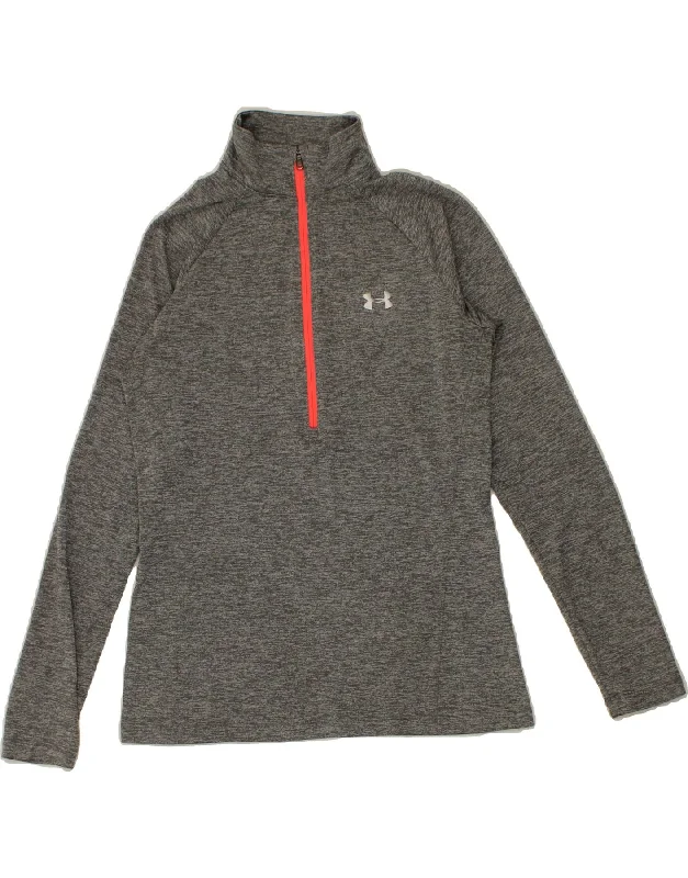 UNDER ARMOUR Womens Heat Gear Pullover Tracksuit Top UK 12 Medium Grey Thick Cable Knit UNDER ARMOUR Womens Heat Gear Pullover Tracksuit Top UK 12 Medium Grey Thick Cable Knit