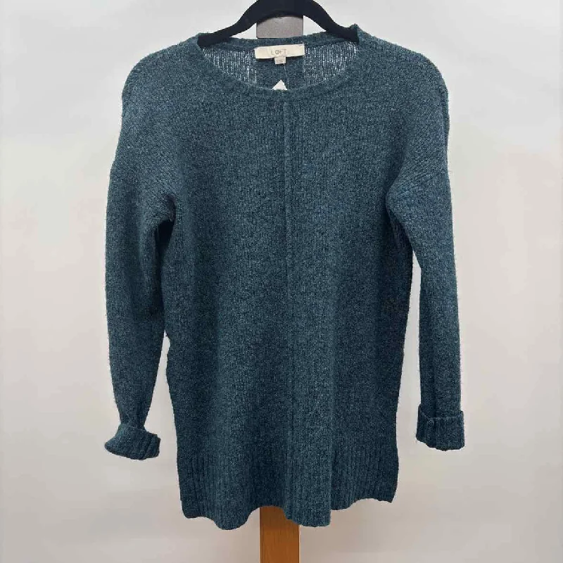 Loft Women's Size S Teal Textured Sweater Seamless Knitted Crochet