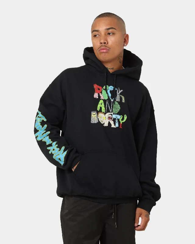 Goat Crew X Rick And Morty Beast Hoodie Black Hoodie with Raglan Sleeves Sporty Comfortable