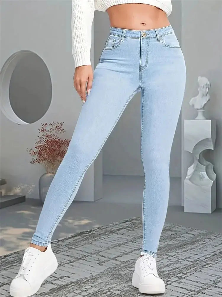 Advbridge Women Stretch Skinny Jeans Lady Slim Fit Pencil Jeans Girls Leggings Straight Leg Denim Pants Blue Gray Black Sexy Long Trousers Trousers Yoga Stretchy