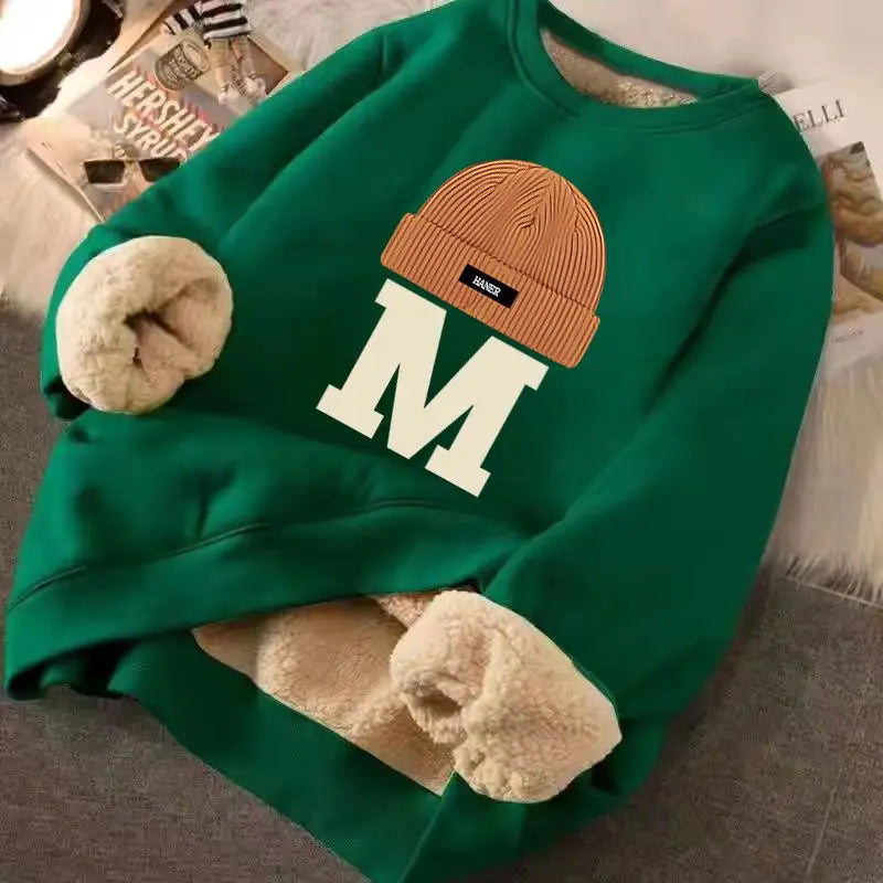 Winter Warm Sweatshirts Sweater Letter Printing Lamb Fleece Unisex Plush Thickened Warm Top Lambswool Thicken Harajuku Pullovers Short Sleeve Top Winter Warm Sweatshirts Sweater Letter Printing Lamb Fleece Unisex Plush Thickened Warm Top Lambswool Thicken Harajuku Pullovers Short Sleeve Top