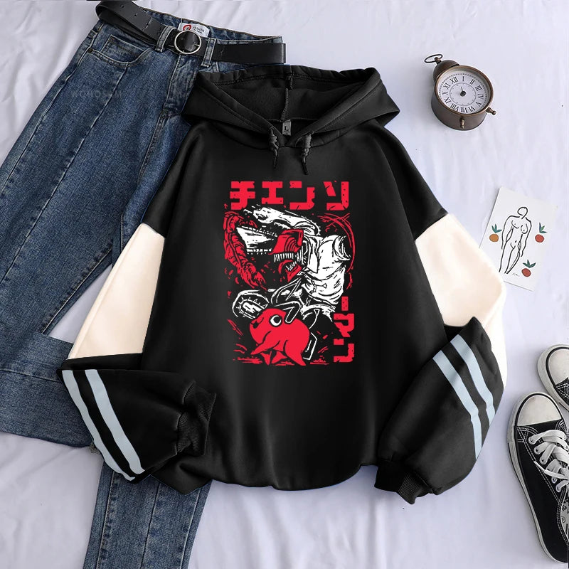 Japan Anime Chainsaw Man Pochita Hoodies Women Harajuku Retro Cartoon Pullovers Streetwear Long Sleeve Gothic Mens Sweatshirts Boat Neck Sweater Japan Anime Chainsaw Man Pochita Hoodies Women Harajuku Retro Cartoon Pullovers Streetwear Long Sleeve Gothic Mens Sweatshirts Boat Neck Sweater