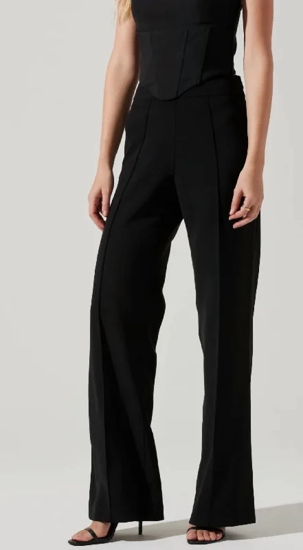 Madison High Waist Pintuck Trouser Pants In Black Trousers Vintage Classic