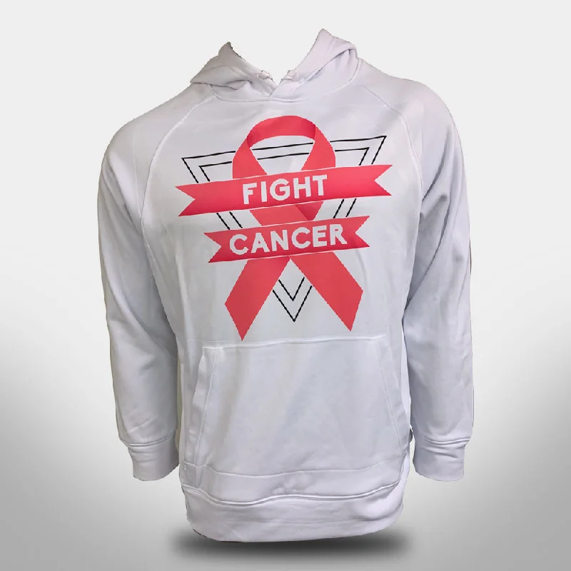 FIGHT CANCER FDS Breast Cancer Awareness Hoodie White Hoodie with Pastel Soft Subtle