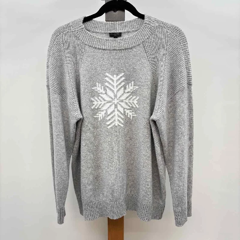 Talbots Women's Size XLP Gray Snowflakes Sweater Terry Terry Cloth Terry Knit