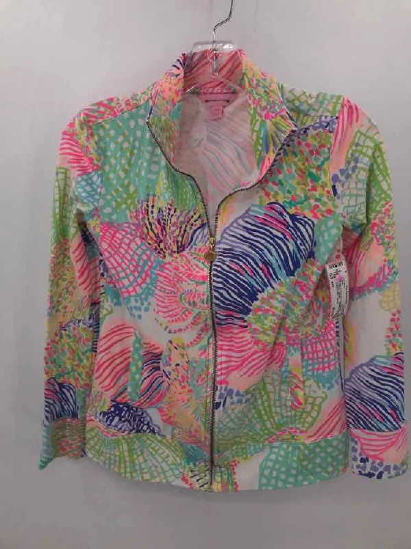 Pre-Owned Lilly Pulitzer White Size XXS Sweater Front Pockets Side Pockets Patch Pockets