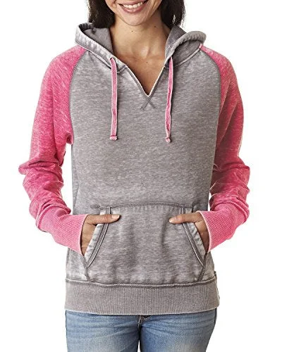 J. America Ladies Zen Contrast Pullover Hood Small Open Neck Pullover