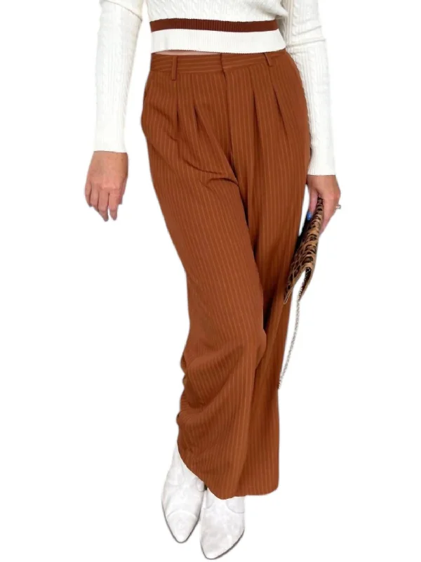 Established Pinstripe Trouser Pants In Rust Trousers Solid Black