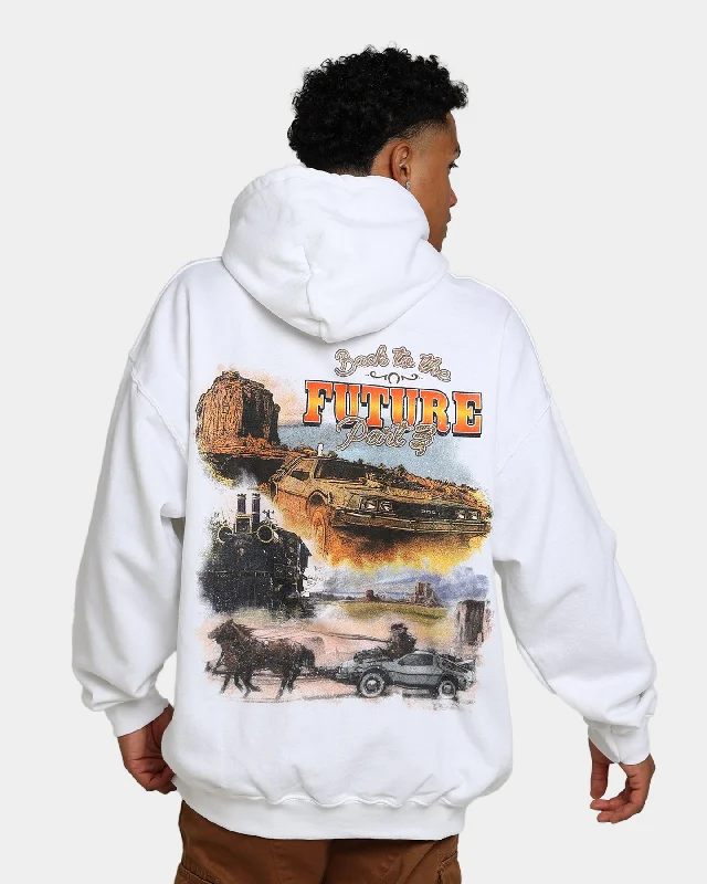 American Thrift X Back To The Future Back To The Future 3 Hoodie White Hoodie with Tie-Dye Psychedelic Retro