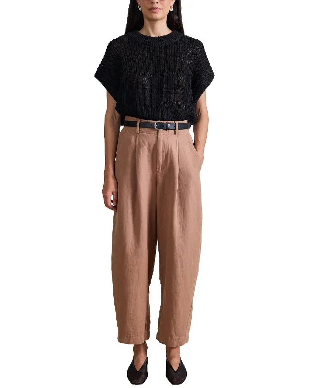 Bari Crop Trouser In Deep Khaki Trousers Striped Patterned