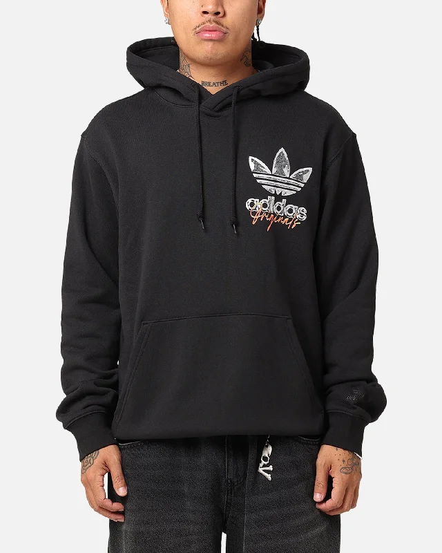 Adidas Trefoil Hoodie Black Hoodie with Full-Zip Functional Layering