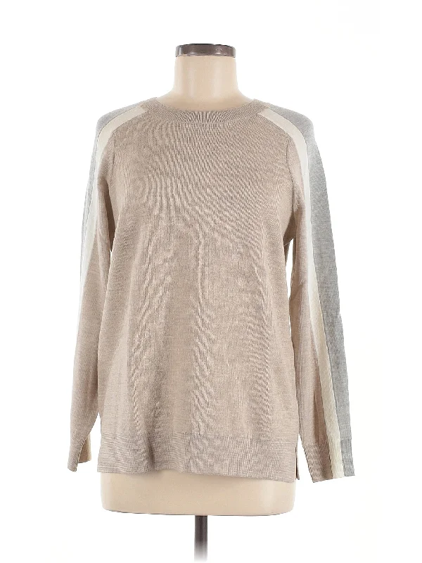 Wool Pullover Sweater Ribbed Crew Neck