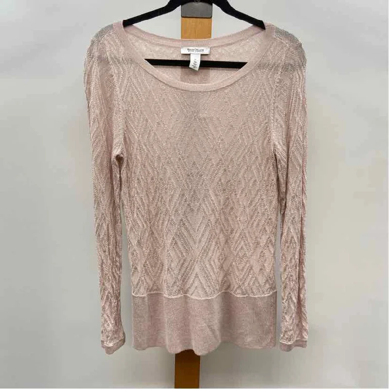 White House Black Market Women's Size M Blush Shimmer Sweater Nylon Fabric Polyester Fabric Spandex Fabric