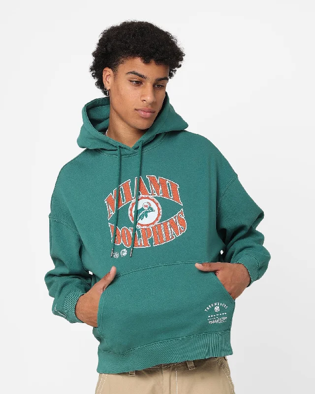 Mitchell & Ness Miami Dolphins Point Guard Hoodie Faded Teal Hoodie with Toggle Buttons Decorative Unique