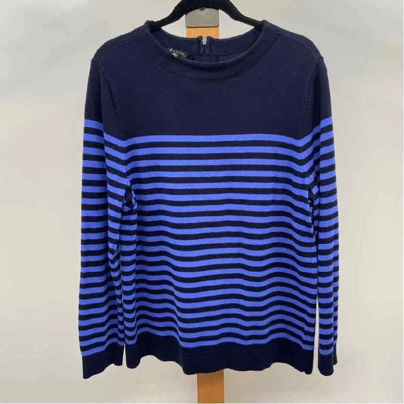 Talbots Women's Size XL Navy Stripe Sweater Cashmere Blend Cotton Blend Poly Blend