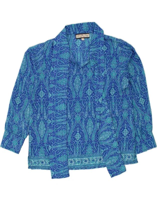 PACO Womens Front Tie Pullover Shirt UK 14 Large Blue Paisley Polyester Slouchy Comfort Pullover PACO Womens Front Tie Pullover Shirt UK 14 Large Blue Paisley Polyester Slouchy Comfort Pullover