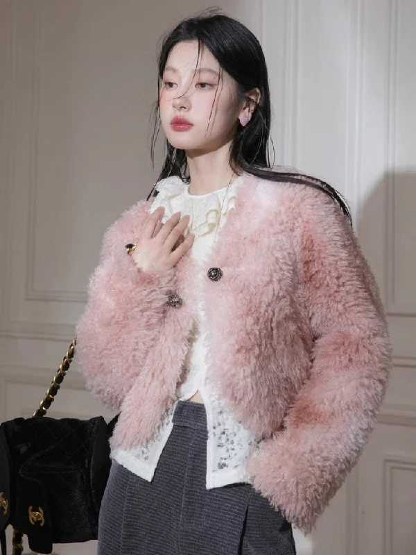 Soft pink fur jacket【s0000005858】 Mesh Jacket Canvas Jacket Denim Jacket