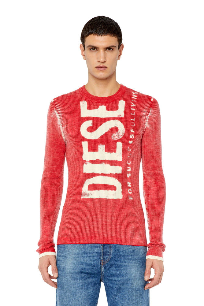 Wool jumper with bleeding-effect logo Boxy Sweater Fitted Sweater A-Line