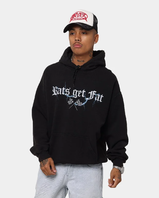 Rats Get Fat Ride Like Hell Vintage Hoodie Black Wash Hoodie with Tied Waist Feminine Flattering