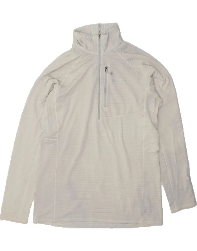 PATAGONIA Womens Zip Neck Pullover Tracksuit Top UK 18 XL White Striped Spaghetti Sleeve Top PATAGONIA Womens Zip Neck Pullover Tracksuit Top UK 18 XL White Striped Spaghetti Sleeve Top