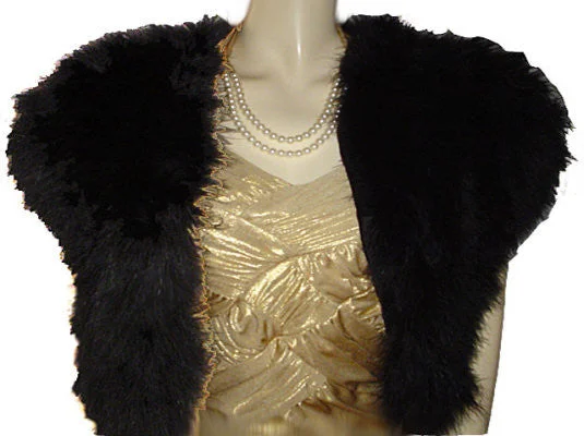 *GLAMOROUS FABULOUS FLUFFY BLACK MARABOU FEATHER EVENING JACKET OR BED JACKET Fitted Jacket Loose Jacket Oversized Jacket