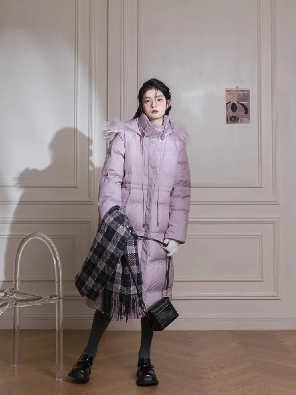 Purple diamond long down jacket【s0000005811】 Fleece Jacket Down Jacket Feather Jacket