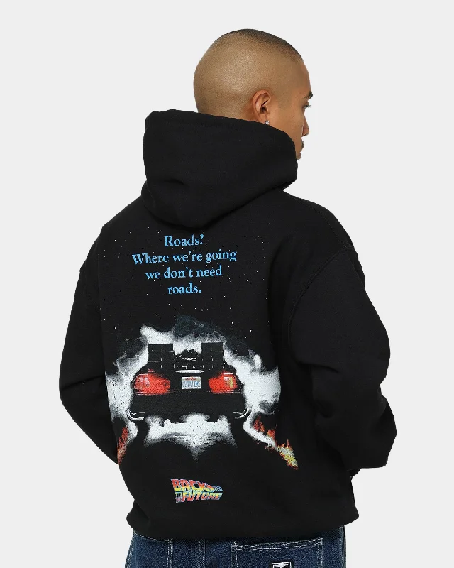 American Thrift X Back To The Future Back To The Future 1 Hoodie Black Hoodie with Reflective Safety Nightwear