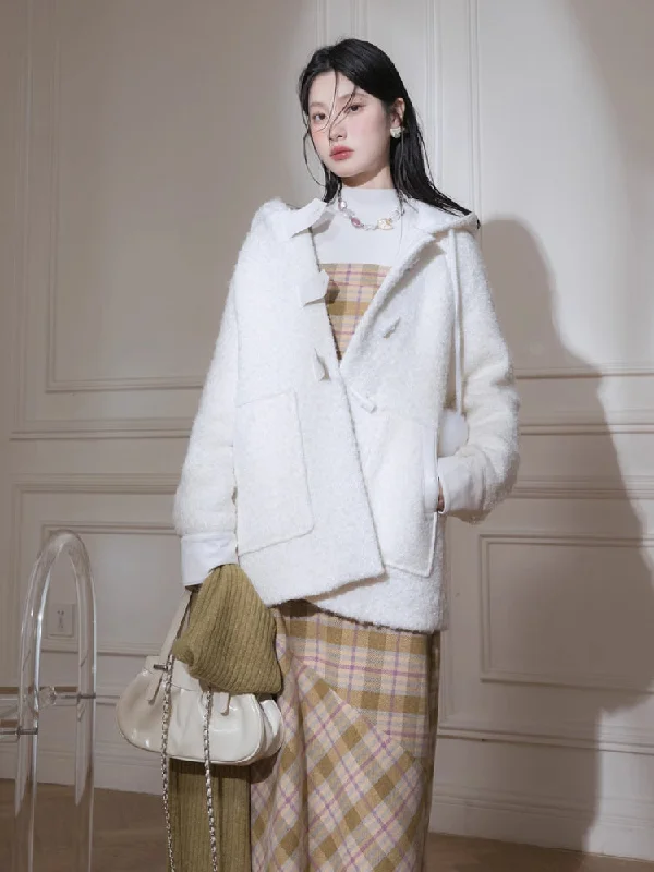 Snow white wool jacket【s0000005862】 Tiered Jacket Buttoned Jacket Zippered Jacket