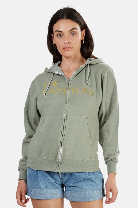 Lamptons Hoodie Army/Gold Hoodie with Applique Textured Unique